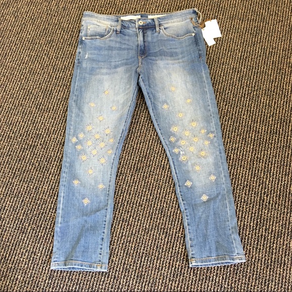 Anthropologie Pilcro jeans gold embroidery 36” - Picture 2 of 4